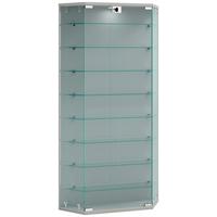 VITRINE BENILA XL - Transparent/Silberfarben, Design, Glas/Holzwerkstoff (83/114/17cm) - MID.YOU