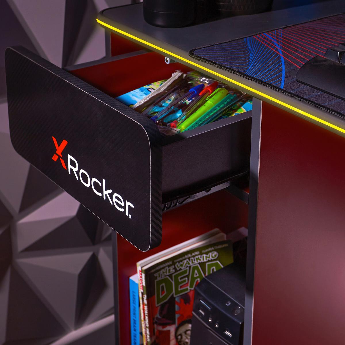Gamingtisch Carbon-Tek ca. 123,5x53,3x75,5cm Schwarz/Rot - Rot/Schwarz, MODERN, Holzwerkstoff (123,5/53,3/75,5cm) - X Rocker