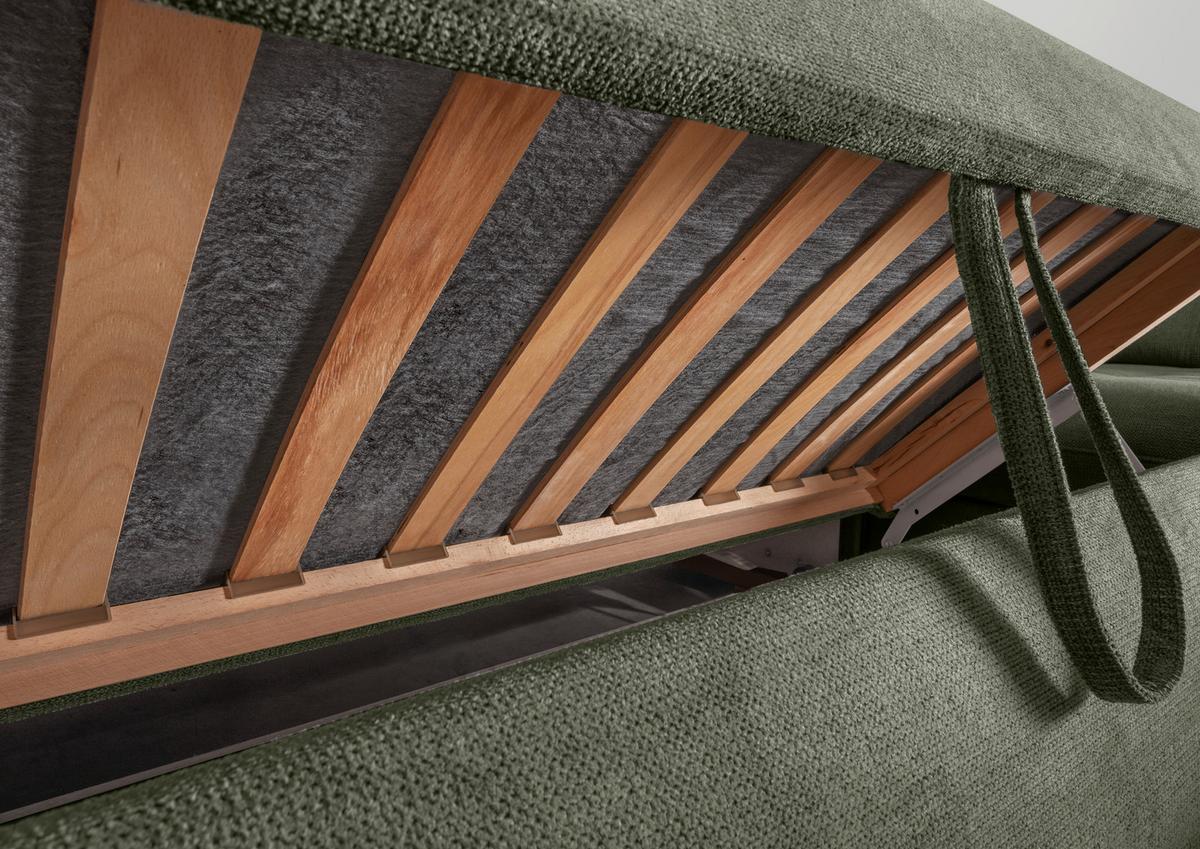 Ecksofa Rigatti Grün Chenille m. Bettkasten - Chromfarben/Grün, MODERN, Textil/Metall (184/314cm) - Livetastic