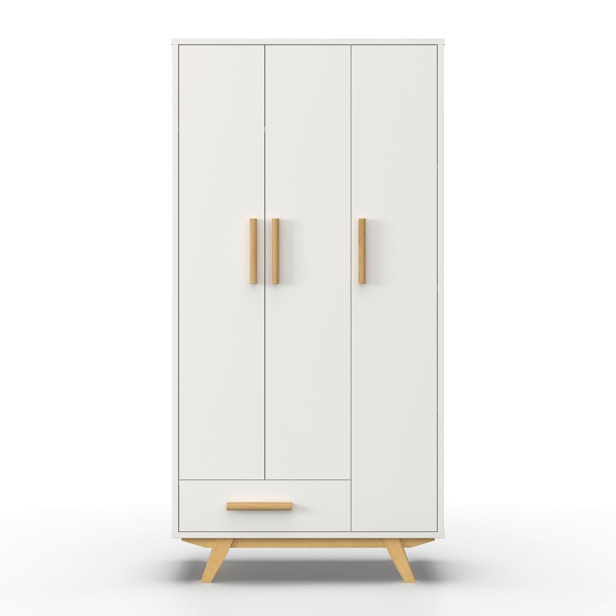 Drehtürenschrank Milan Weiß ca. 90x180x40 cm - Ecru/Weiss, Modern, Holz/Holzwerkstoff (90/180/40cm) - Bessagi Home