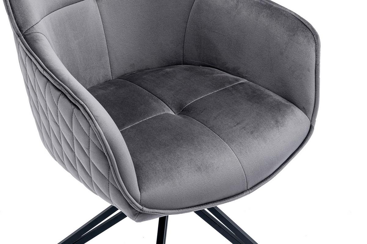 Naslanjač Samt, Siva, Vrtljiv - siva/črna, Moderno, kovina/tekstil (59/83/60cm) - Livetastic