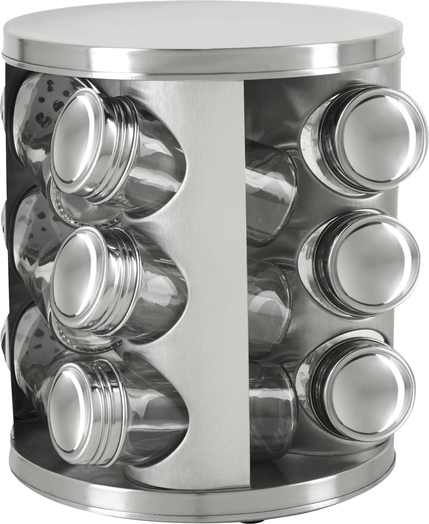 Gewürzkarussell DIANA  - 13-TEILIG - Edelstahlfarben, Glas/Metall (17/19,8cm) - Mömax modern living
