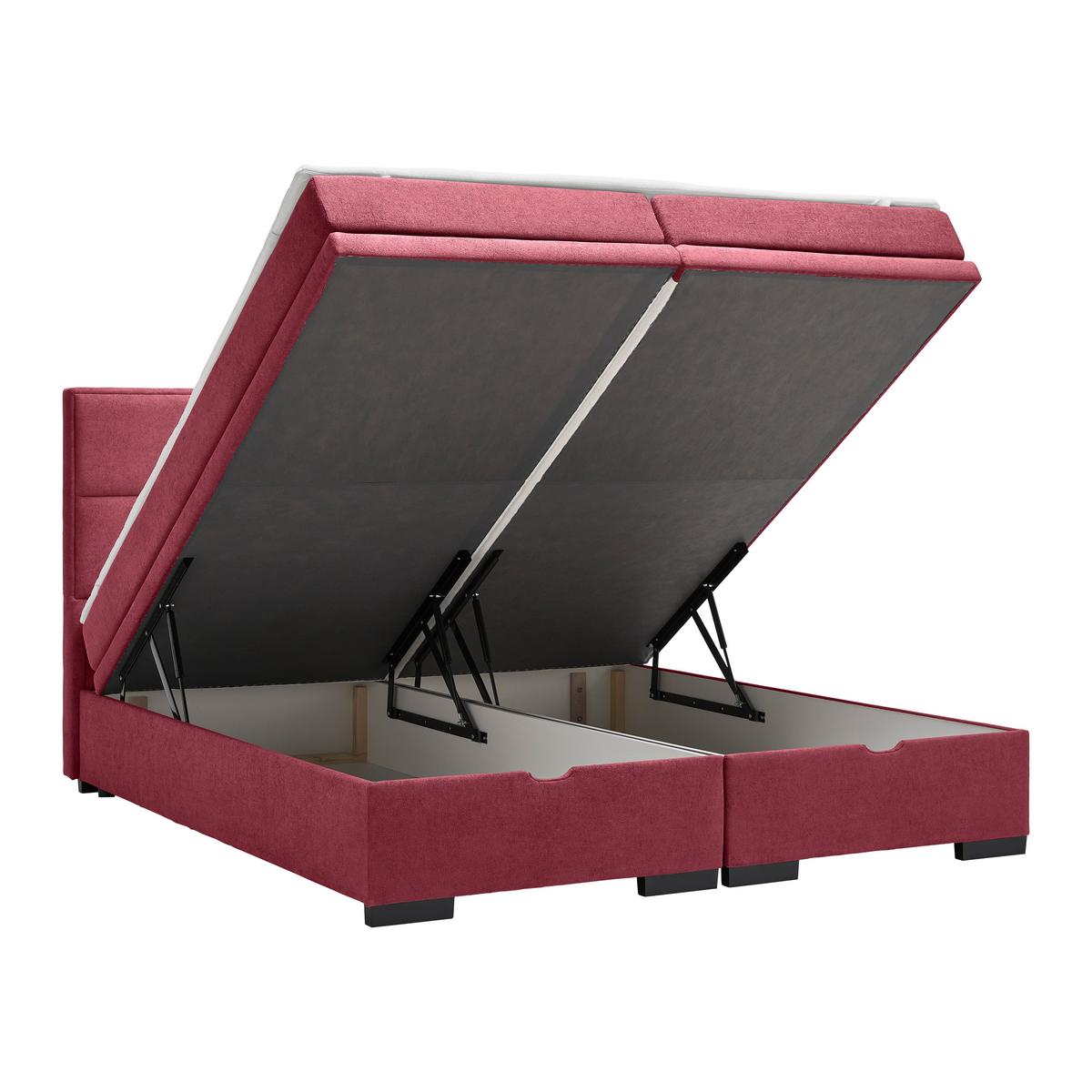 Boxspring Krevet Ethan - crvena/crna, Moderno, tekstil/plastika (180/200cm) - Premium Living