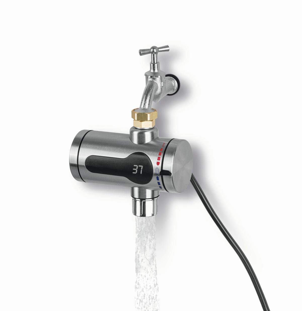 Durchlauferhitzer Maxxmee Schwarz/Edelstahlfarben - Edelstahlfarben/Schwarz, Kunststoff/Metall (14/11,5/6,5cm)