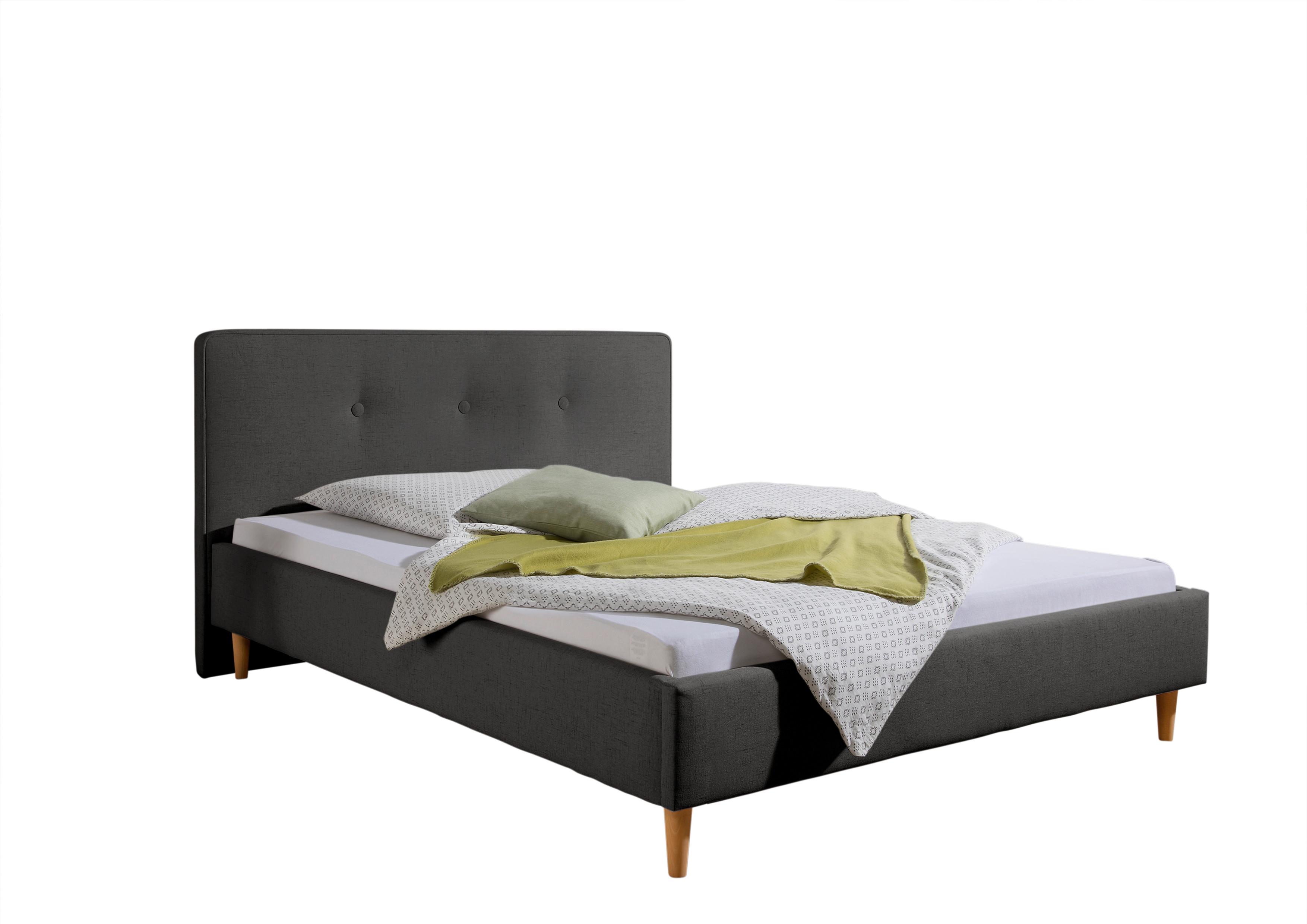 Polsterbett Slade Anthrazit ca. 100x200 cm - Anthrazit/Naturfarben, MODERN, Holz/Textil (100/200cm) - Livetastic