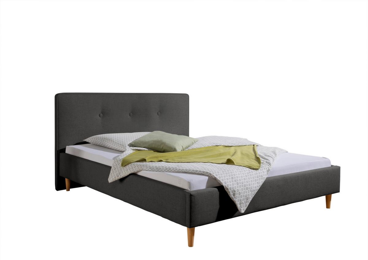 Polsterbett Slade Anthrazit ca. 100x200 cm - Anthrazit/Naturfarben, MODERN, Holz/Textil (100/200cm) - Livetastic