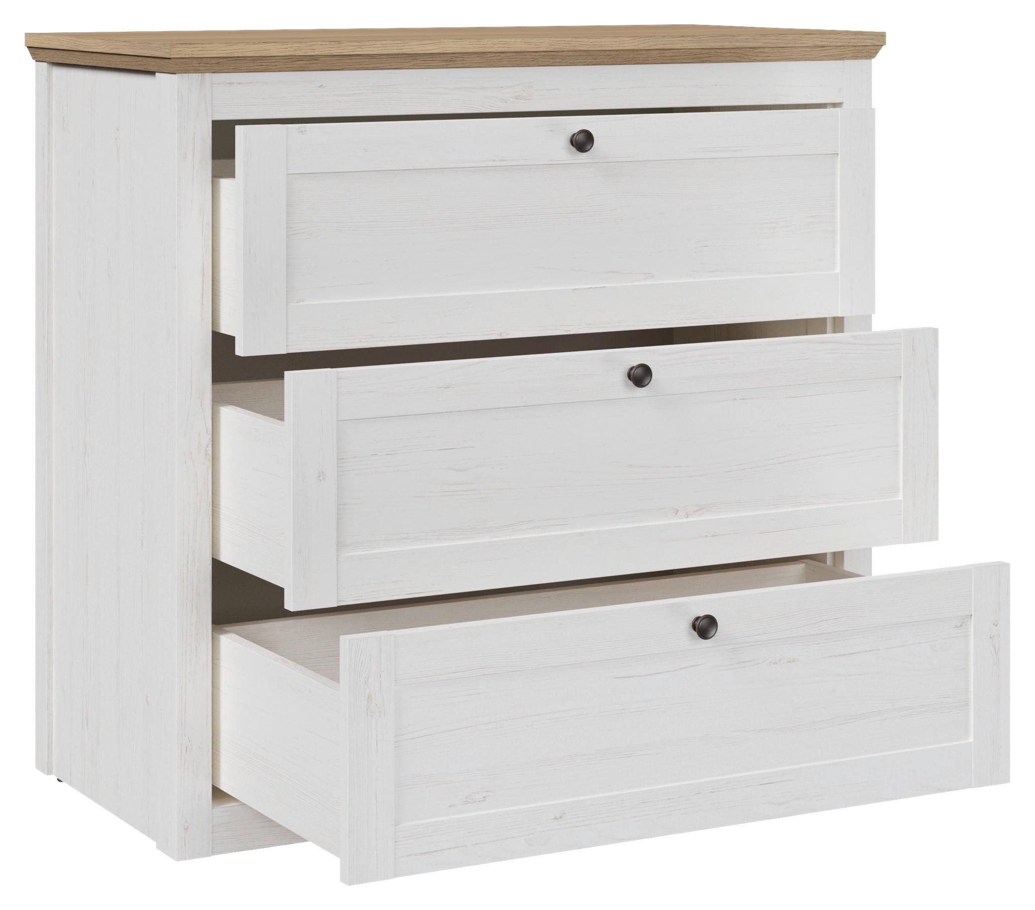 BYRÅ KORSIKA -EXKLUSIV- - svart/ekfärgad, Romantik / Lanthus, metall/trämaterial (89,9/85,1/42,9cm) - Mömax