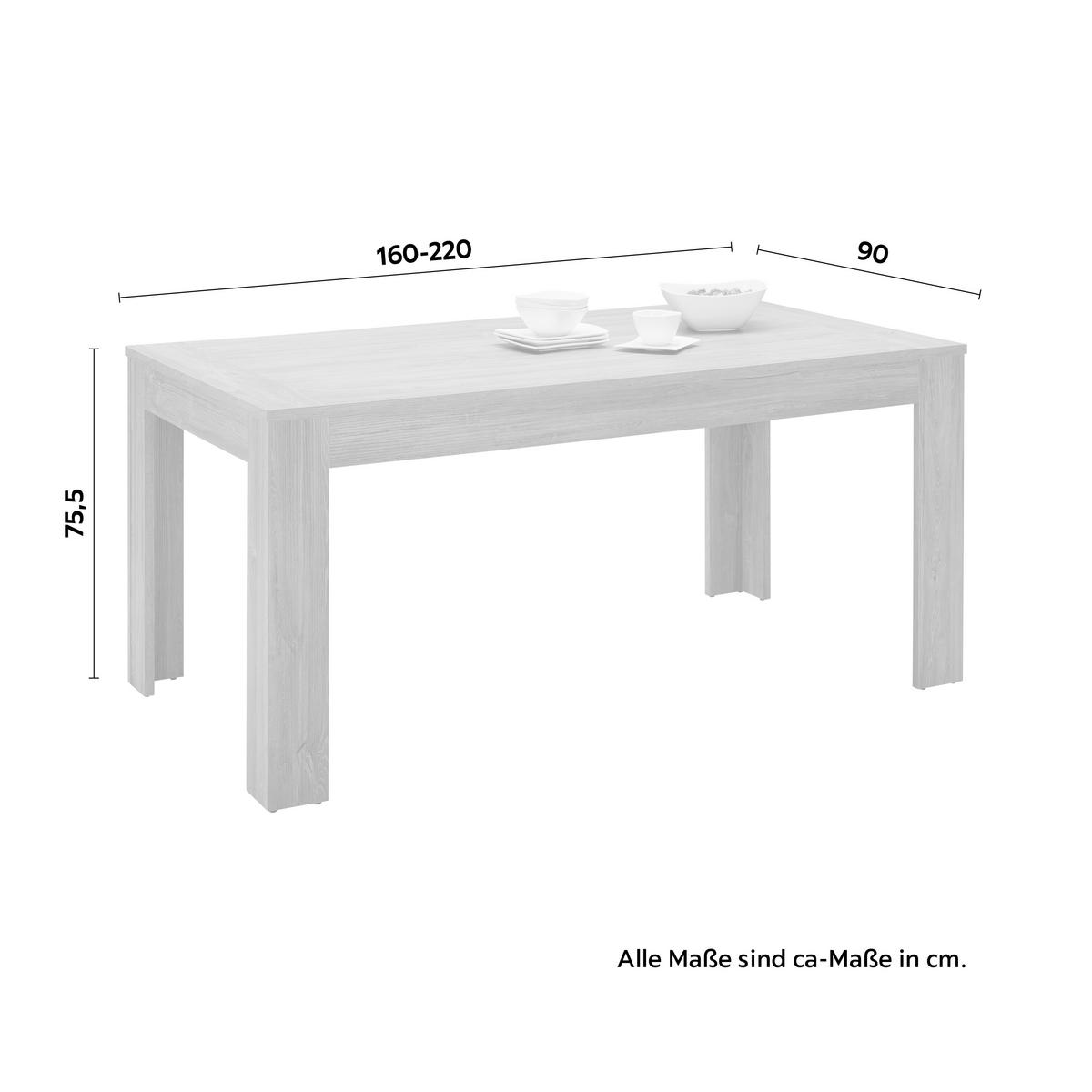 Ausziehtisch in Eichefarben - Eichefarben, Modern, Holzwerkstoff (160-220/90/75,5cm) - Mömax