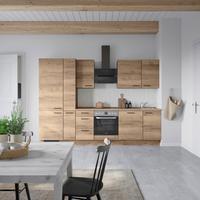 Küchenblock Structura High m. Geräten Eiche dunkel - Eiche dunkel/Schwarz, MODERN, Holzwerkstoff/Metall (300cm) - Nobilia