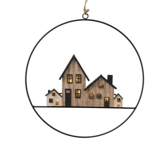 Dekohänger Homewood I in Naturfarben/Schwarz - Romantik / Landhaus, Holzwerkstoff/Textil (31cm) - Modern Living