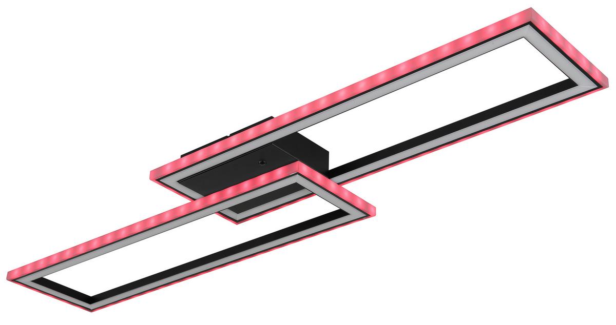 LED-DECKENLEUCHTE 67365 - Opal/Schwarz, Design, Kunststoff/Metall (94,5/24/5,5cm) - Globo