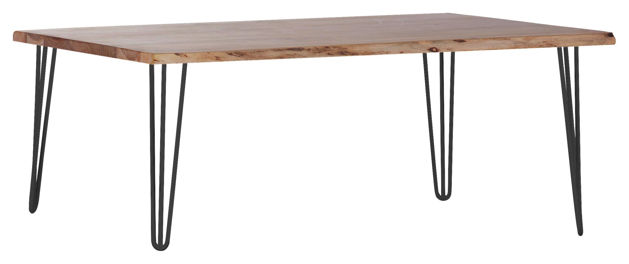 STOLIK KAWOWY GRAHAM - kolor akacjowy/czarny, Design, metal/drewno (110/70/45cm) - Landscape
