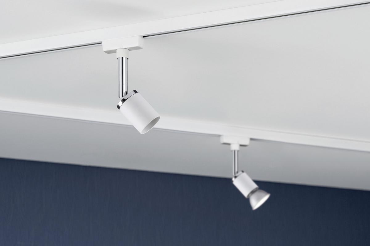 Schienensystem-Strahler Spot Pure II in Weiß/Chromfarben - Chromfarben/Weiß, Design, Metall (5,8/11/6,6cm) - Paulmann