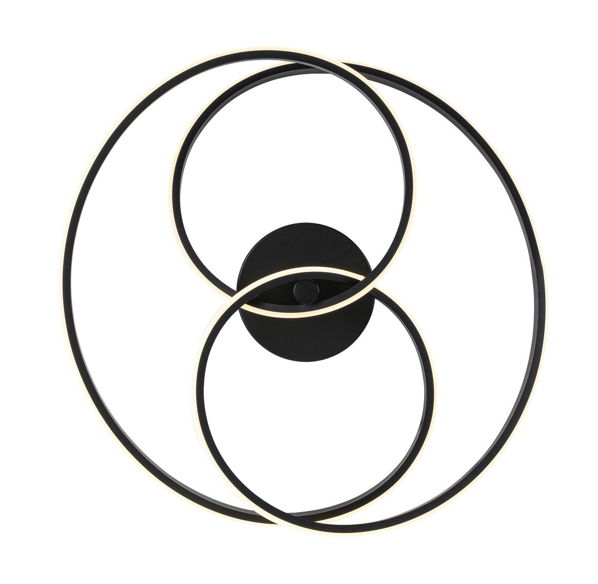 Stropna Led-svetilka Mofer - črna, Moderno, kovina/umetna masa (50/13cm) - Premium Living