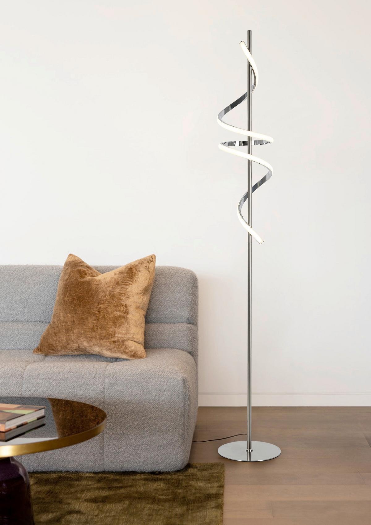 LED-Stehleuchte Lina Chrom/Nickelfarben max. 15 W - Chromfarben/Nickelfarben, Modern, Kunststoff/Metall (23/151cm) - Mömax