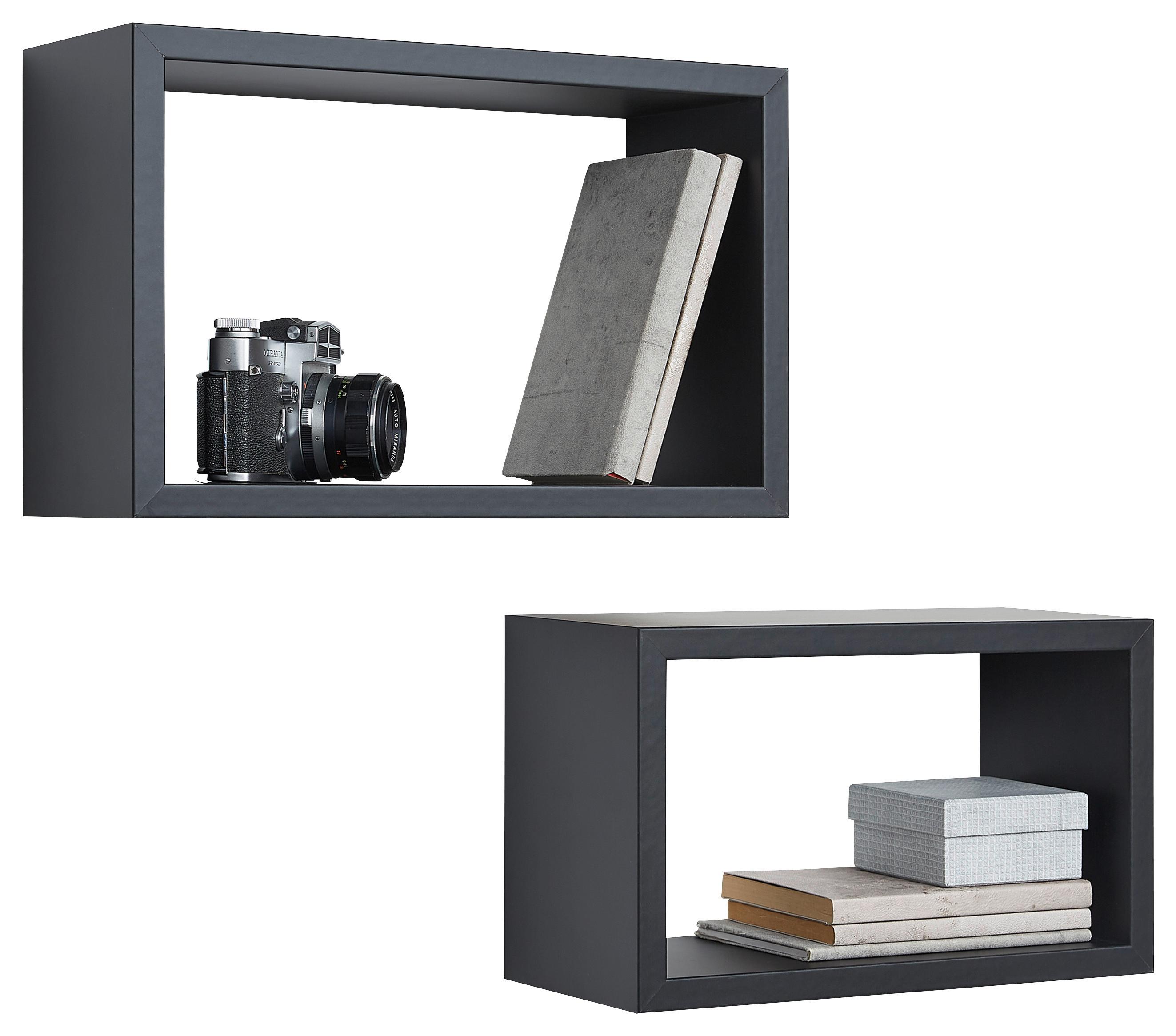 Wandregalset in Schwarz - Schwarz, Modern, Holzwerkstoff (39/35/25/21/15cm) - Mömax