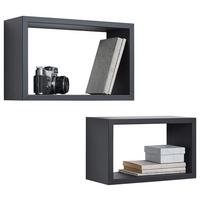 Wandregalset in Schwarz - Schwarz, Modern, Holzwerkstoff (39/35/25/21/15cm) - Mömax
