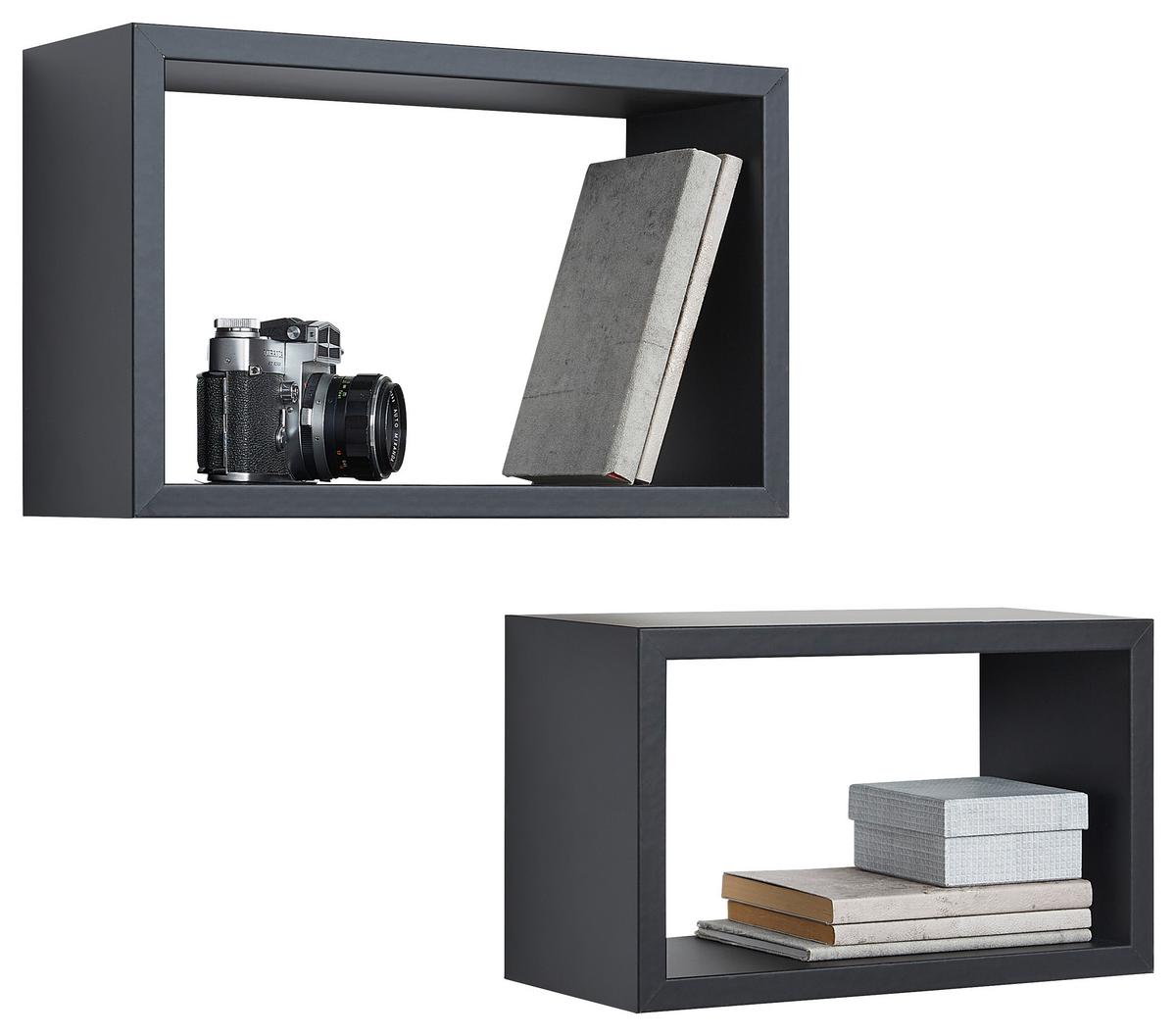 Wandregalset in Schwarz - Schwarz, Modern, Holzwerkstoff (39/35/25/21/15cm) - Mömax