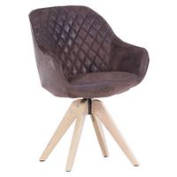 KRZESŁO Z PODŁOKIETNIKAMI COOL - kolor dębowy/ciemnobrązowy, Lifestyle, drewno/tkanina (60/83/65cm) - Landscape