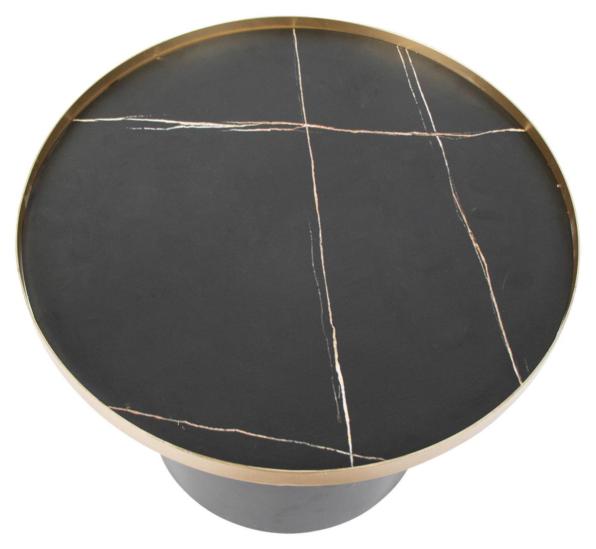 Măsuță de cafea LOTUS - auriu/negru, Modern, metal/material pe bază de lemn (55/43/55cm) - Modern Living