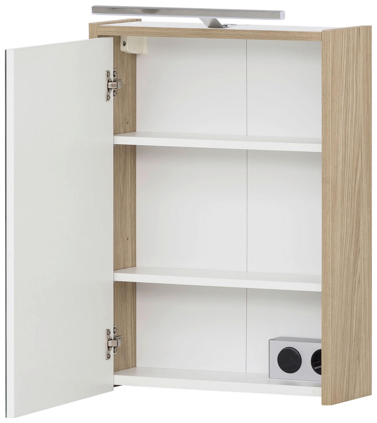 Spiegelschrank Flag Eiche mit LED 1-türig - MODERN, Glas/Holzwerkstoff (43,5/64/16cm) - MID.YOU