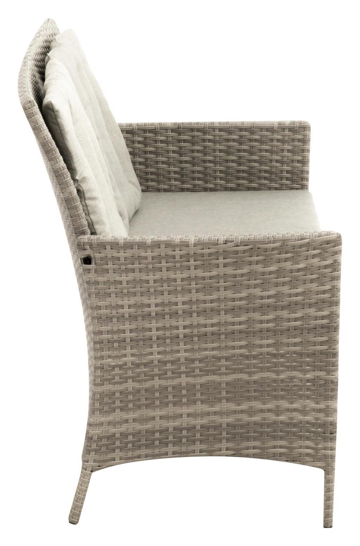 Loungegarnitur 4-tlg. Wien Kunststoffgeflecht mit Kissen - Beige/Grau, MODERN, Kunststoff/Textil (140/68/80cm) - Gardenson