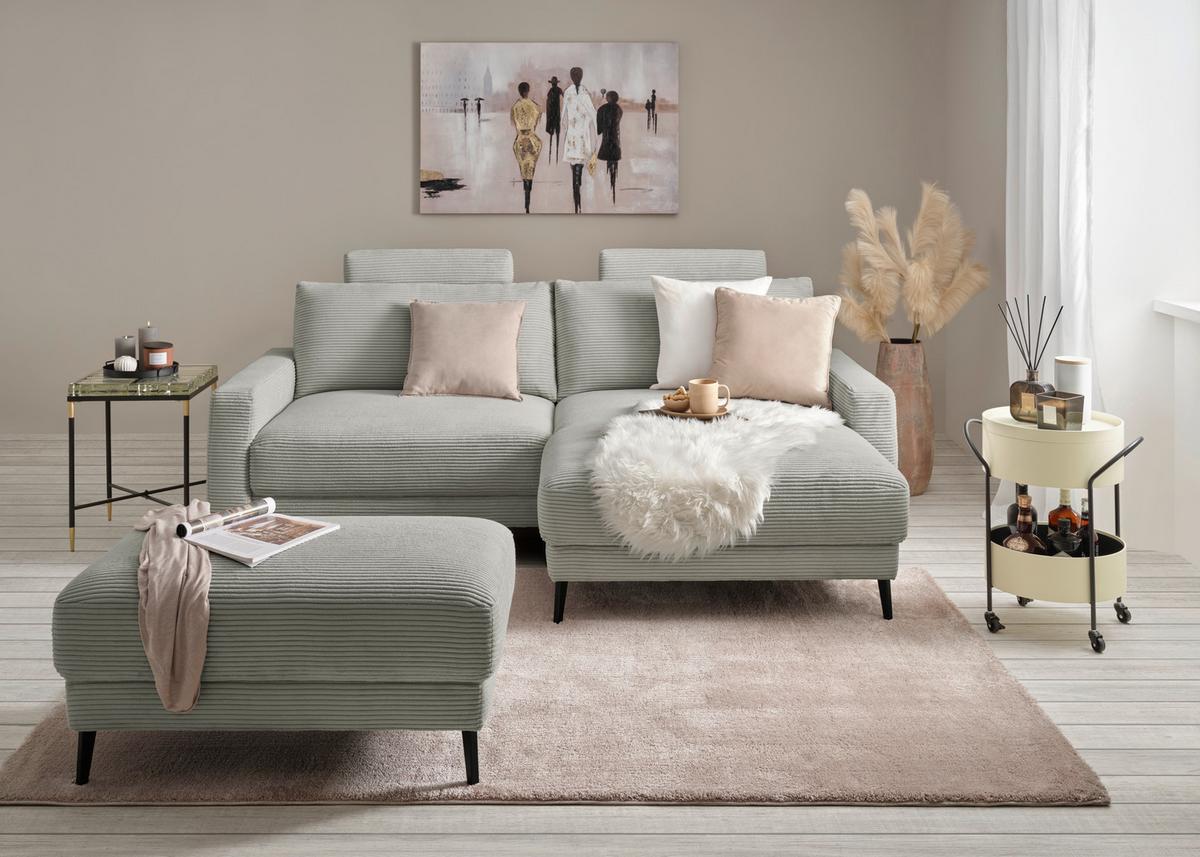 Wohnlandschaft Cora in Grau - Schwarz/Grau, Modern, Holz/Textil (223/86/161cm) - Mömax