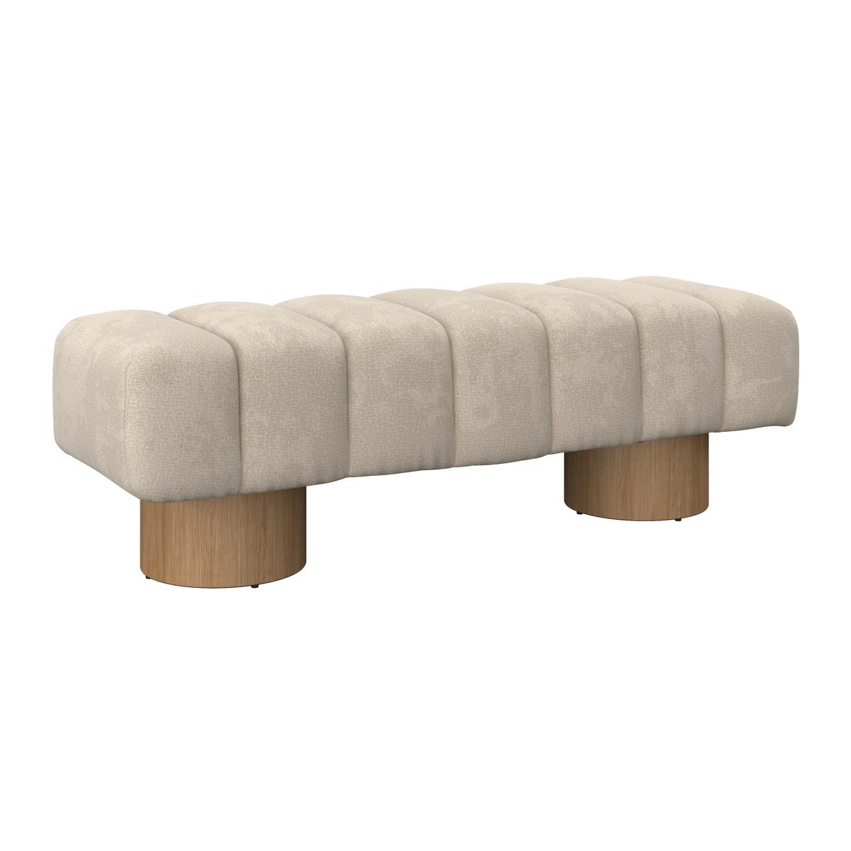 Sitzbank Alina Chenille Creme - Creme/Naturfarben, MODERN, Holz/Holzwerkstoff (140/45/45cm) - Bessagi Home