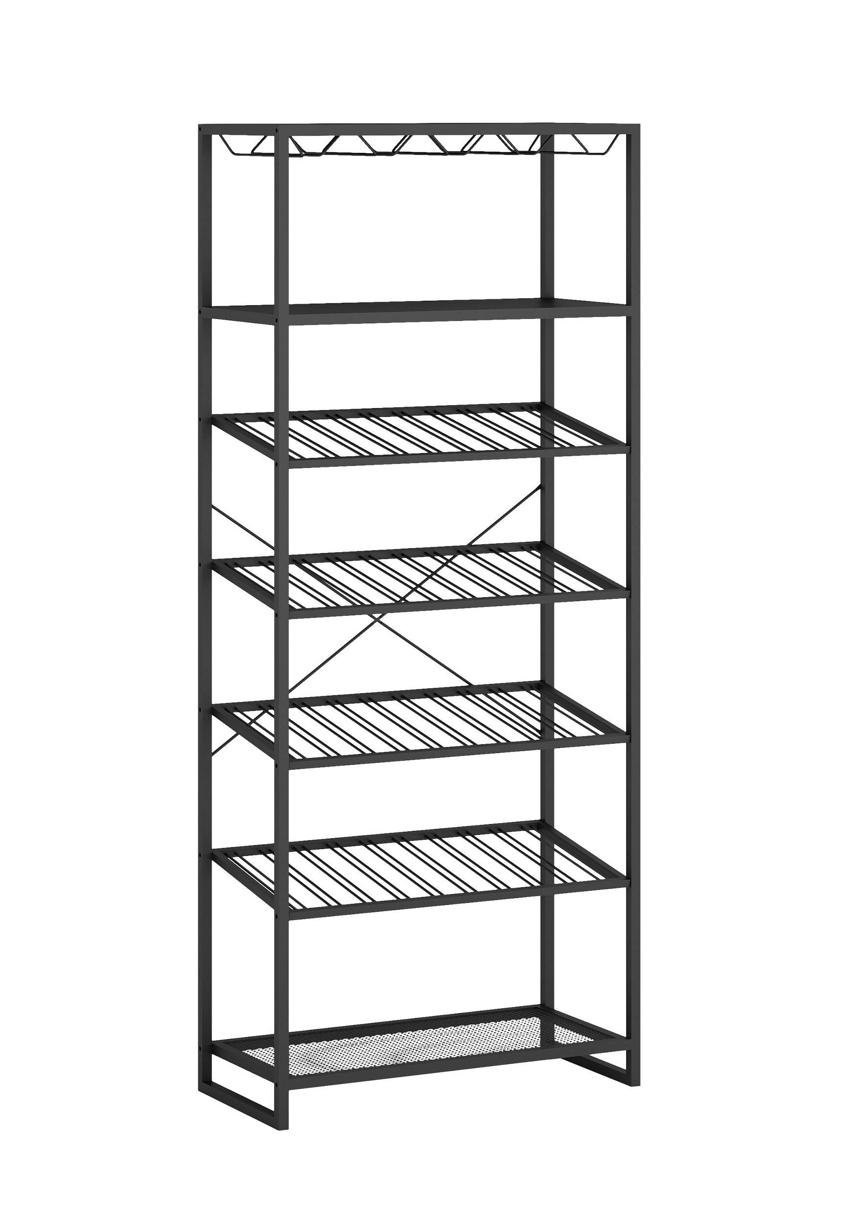 REGAŁ NA WINO STEELER - antracytowy/czarny, Trend, metal (75/180/35cm) - Livetastic