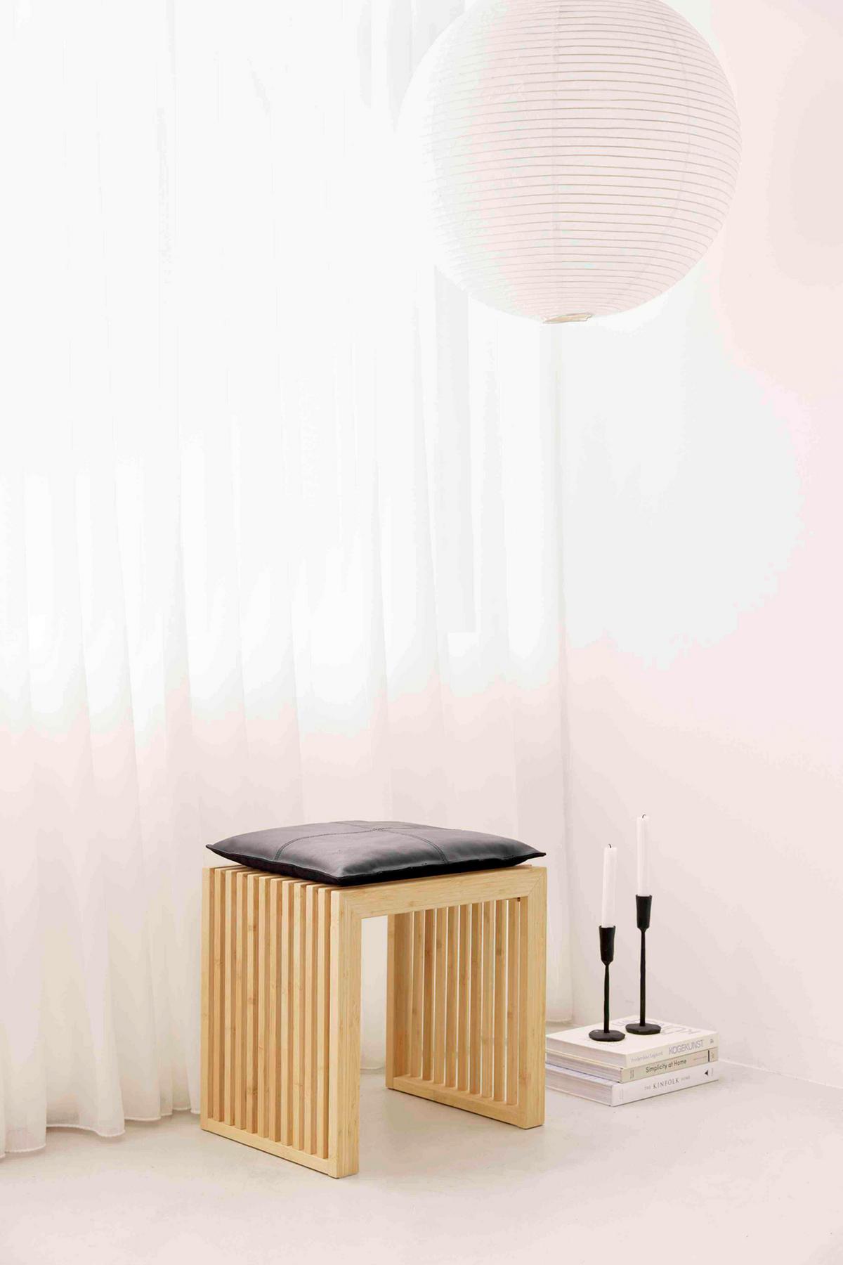 Hocker RIB ca. 45x43x35 cm - Beigebraun, KONVENTIONELL, Holz (45/43/35cm) - MID.YOU