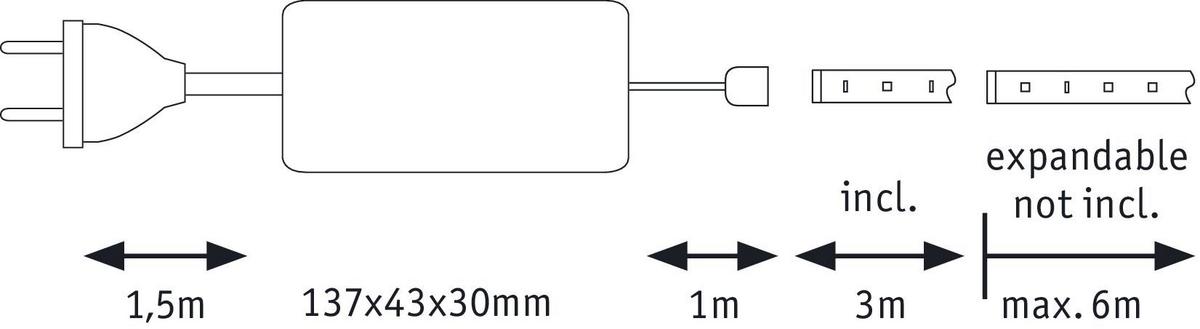LED-Strip 70580 in Silberfarben max. 18 Watt - Silberfarben, Basics, Kunststoff (0,3cm) - Paulmann