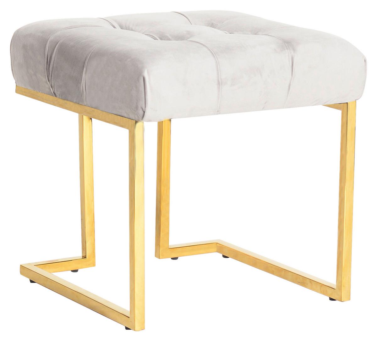 Hocker Parity Taupe Samt - Design, Textil/Metall (48/48/48cm) - Kayoom