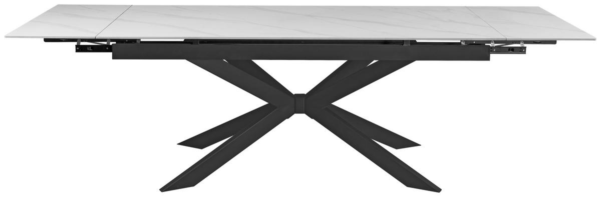 Masa extensibila LEON - alb/negru, Modern, ceramică/metal (180-260/76/90cm) - Premium Living
