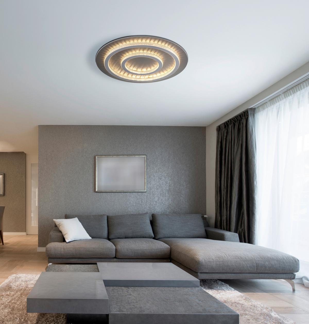 LED-DECKENLEUCHTE 48042-60A  JAYDEN - clair/gris clair, Design, métal/matière synthétique (55/6cm) - Globo