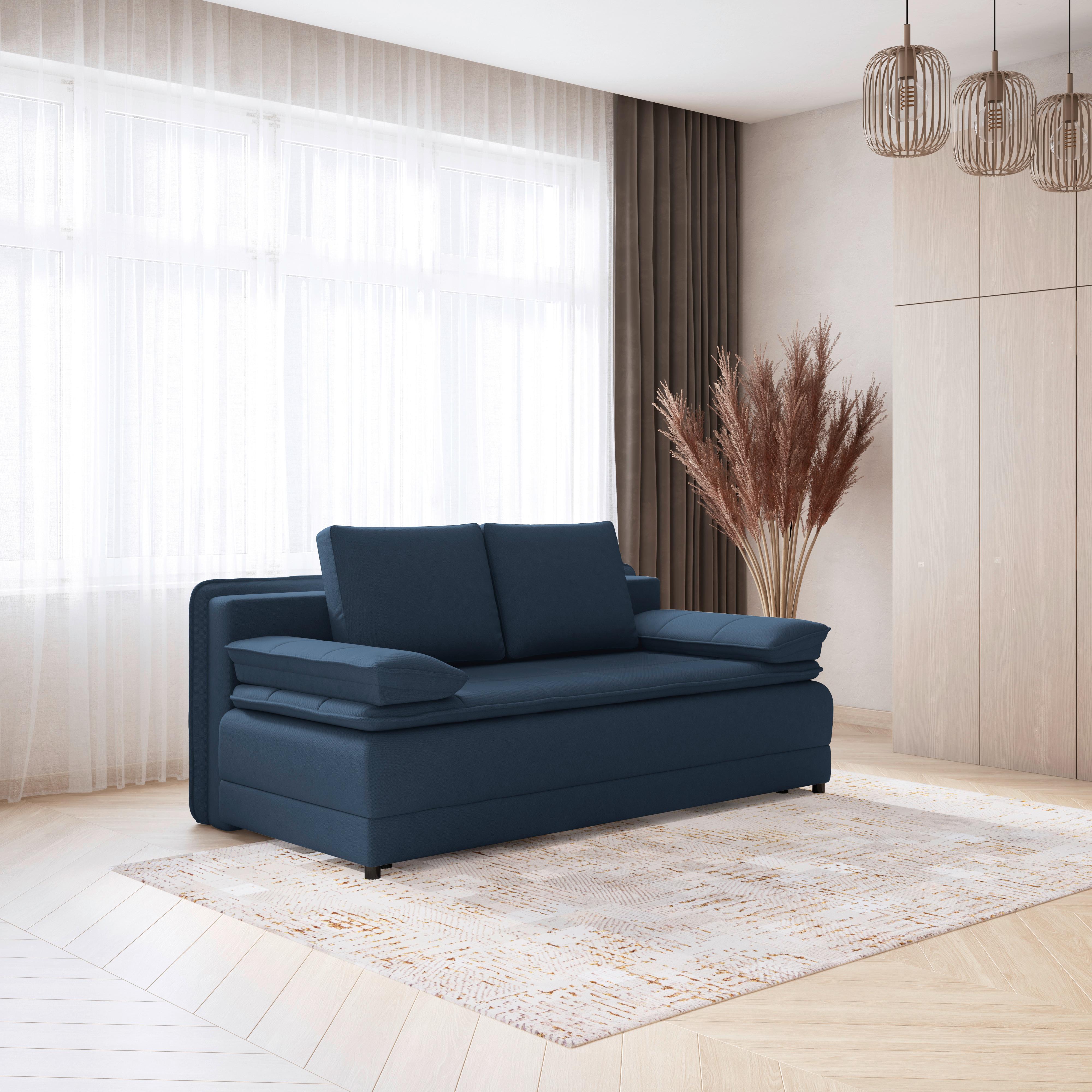 Trosjed Na Razvlačenje Alice - tamno plava/crna, Moderno, tekstil/plastika (202/73-92/105cm) - Modern Living