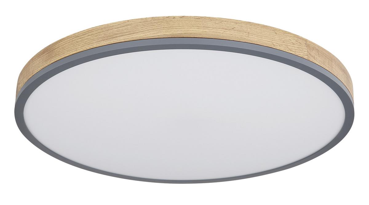 LED-Deckenleuchte Doro max. 40 Watt - Opal/Graphitfarben, Natur, Holzwerkstoff/Kunststoff (60/8,5cm) - Globo
