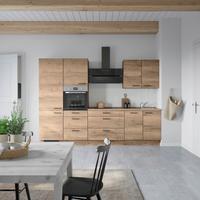 Küchenblock Structura High m. Geräten Eiche dunkel - Eiche dunkel/Schwarz, MODERN, Holzwerkstoff/Metall (300cm) - Nobilia