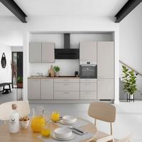 Küchenblock Touch High m. Geräten Grau - Eiche dunkel/Edelstahlfarben, MODERN, Holzwerkstoff/Metall (300cm) - Nobilia