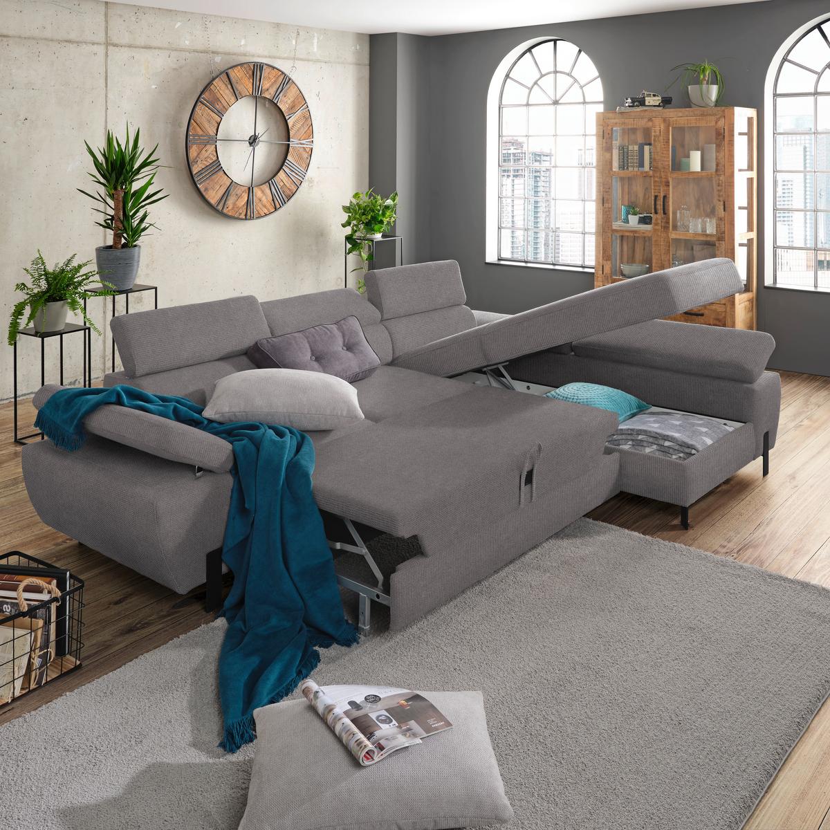 Coltar MOLINA MINI - gri închis, Modern, lemn/textil (277/90/189cm) - Mömax