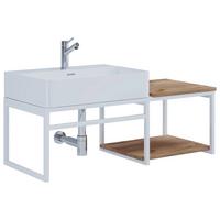 Kombiniran Umivalnik Bitila 100, Bela, Barva Hrasta - bela/medeni hrast, Moderno, kovina/leseni material (100cm) - MID.YOU