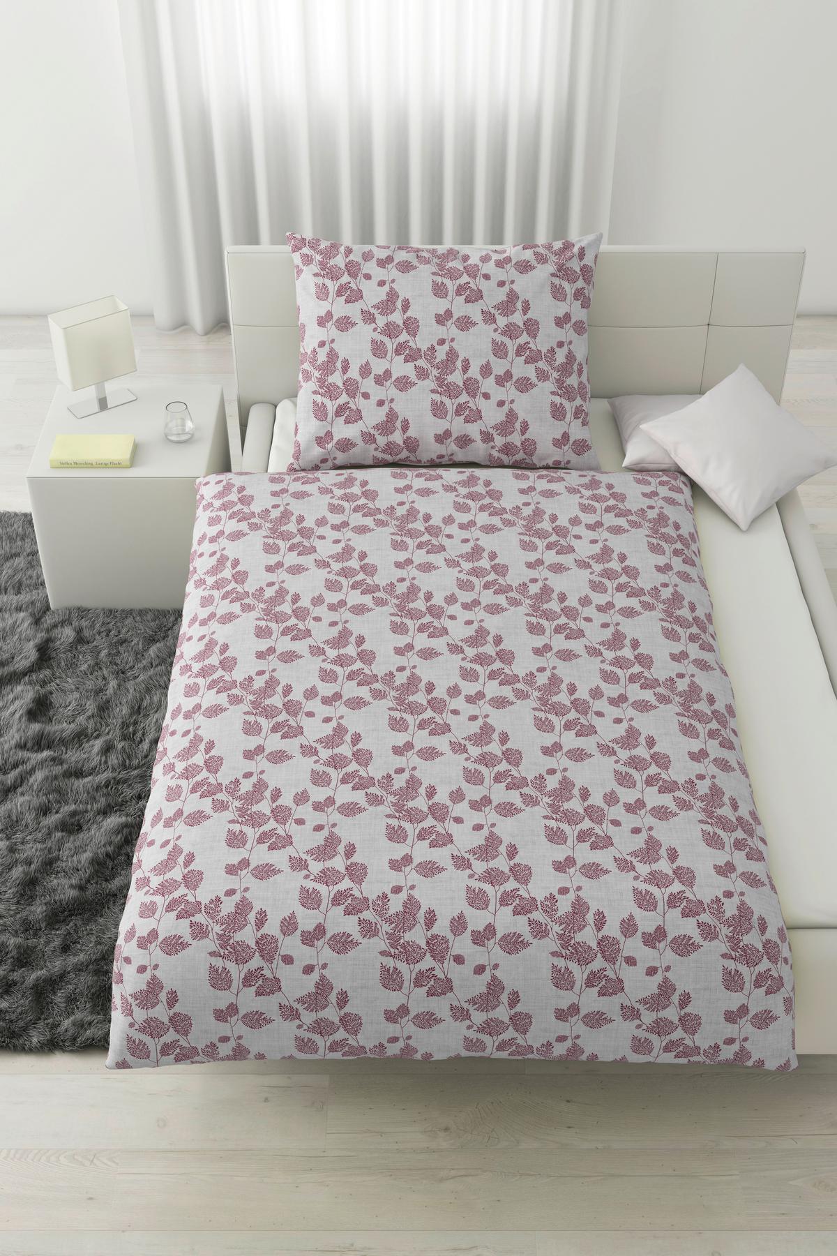 Bettwäsche Mathilda Wende in Weiss/Weinrot ca. 160x210cm - Weiss/Weinrot, Modern, Textil (160/210cm) - Modern Living