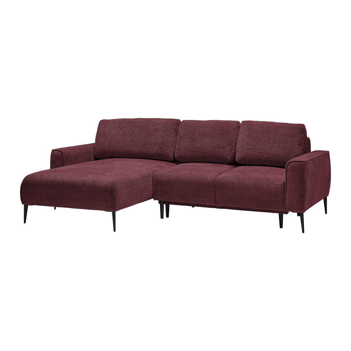 Ecksofa Custom Bordeaux - Bordeaux/Schwarz, MODERN, Textil/Metall (164/85/255cm) - Mömax