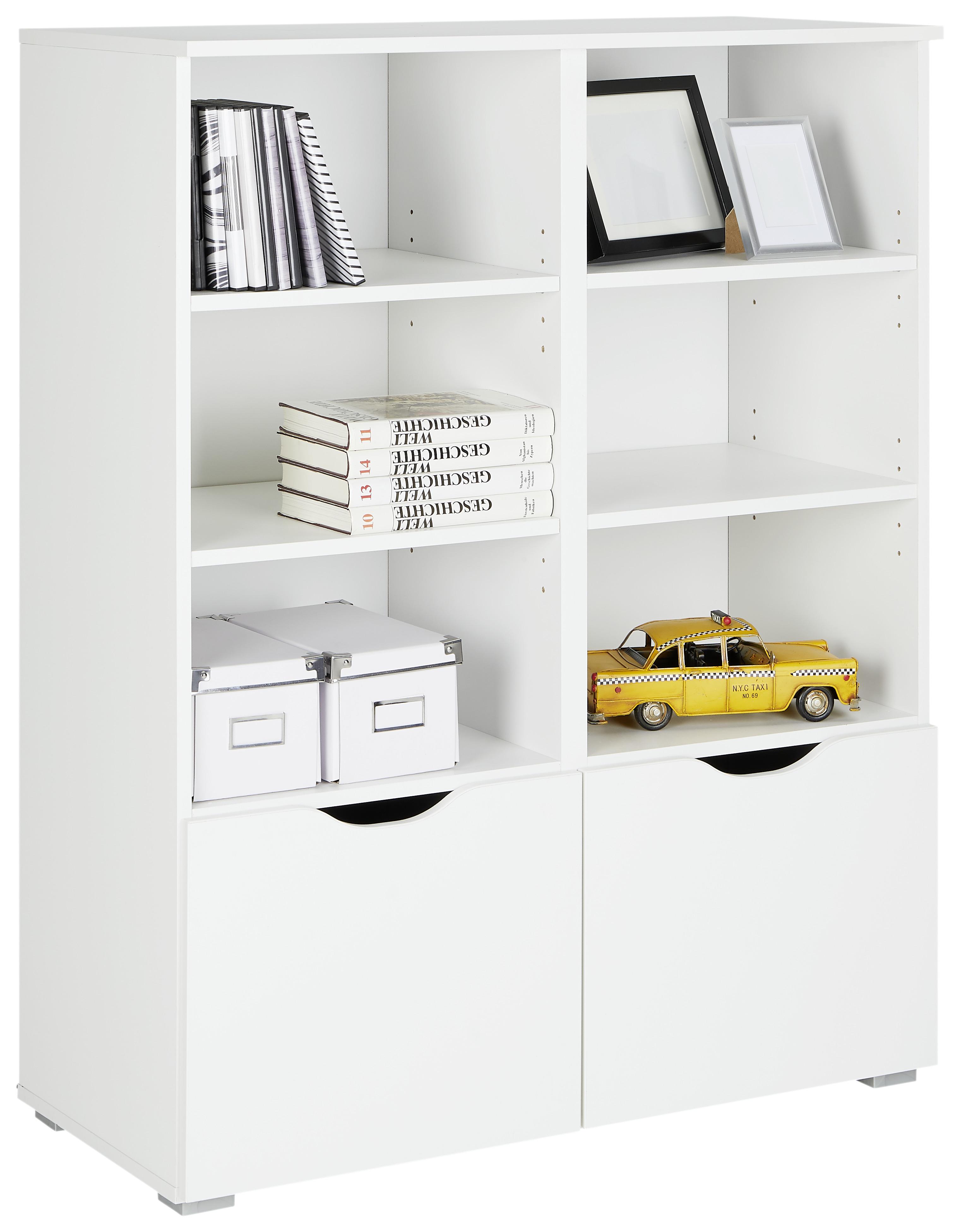 Regal White V Beli - bela, leseni material (93/119/42cm) - Modern Living