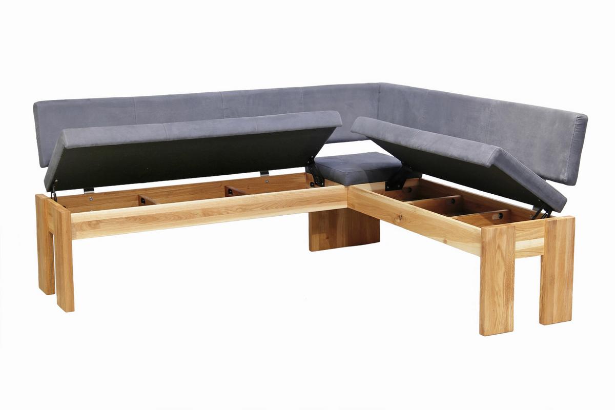 Truheneckbank in Eiche massiv in Dunkelgrau - Dunkelgrau/Eichefarben, Basics, Holz/Textil (192/167cm) - Mömax