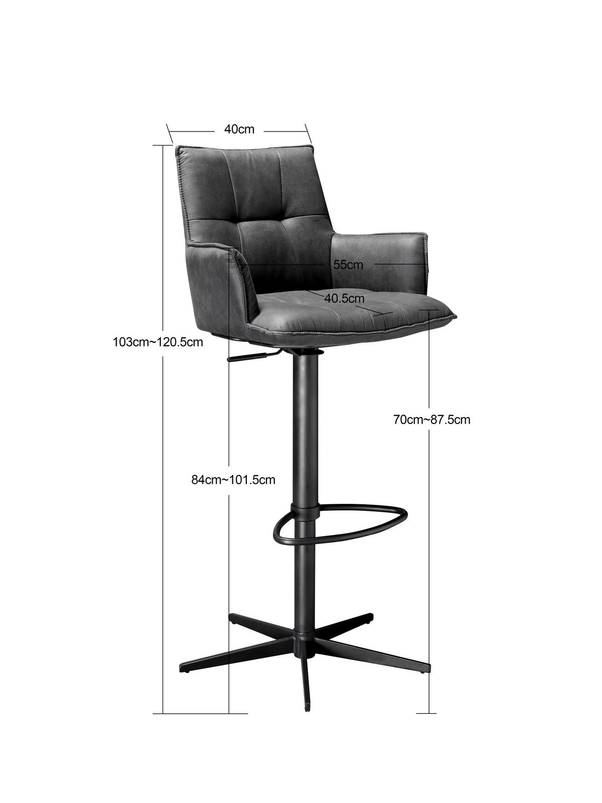 STOŁEK BAROWY OSAKA MOOVE - ciemnoszary/czarny, Design, metal/tkanina (56/110/55cm) - Novel