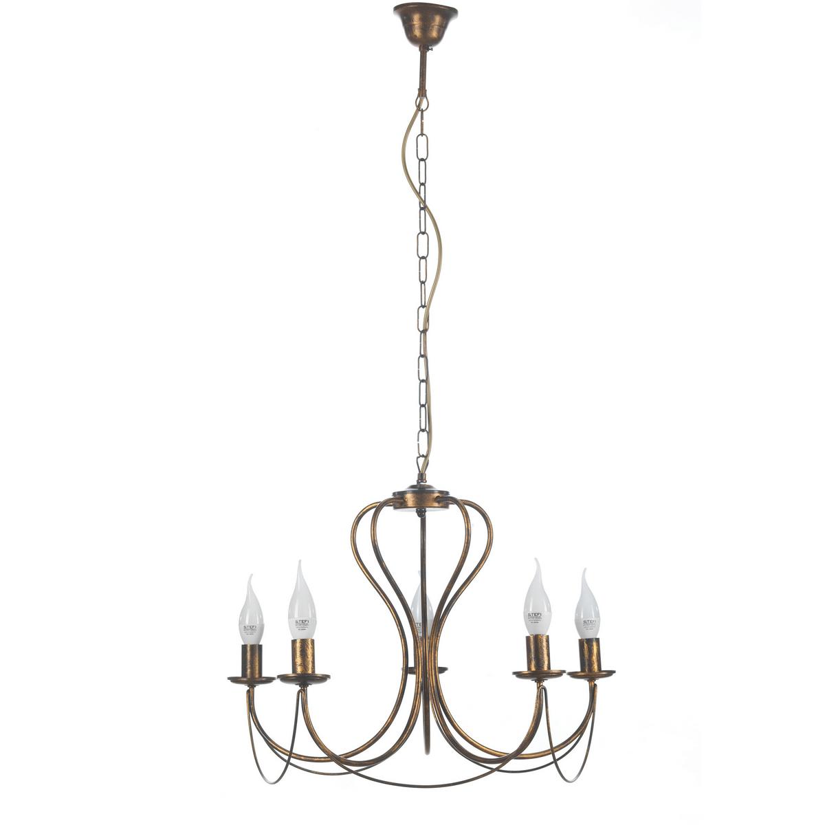 Kronleuchter Candela bronzo Bronzefarben max. 6 Watt - Bronzefarben, Basics, Metall (55/105cm)