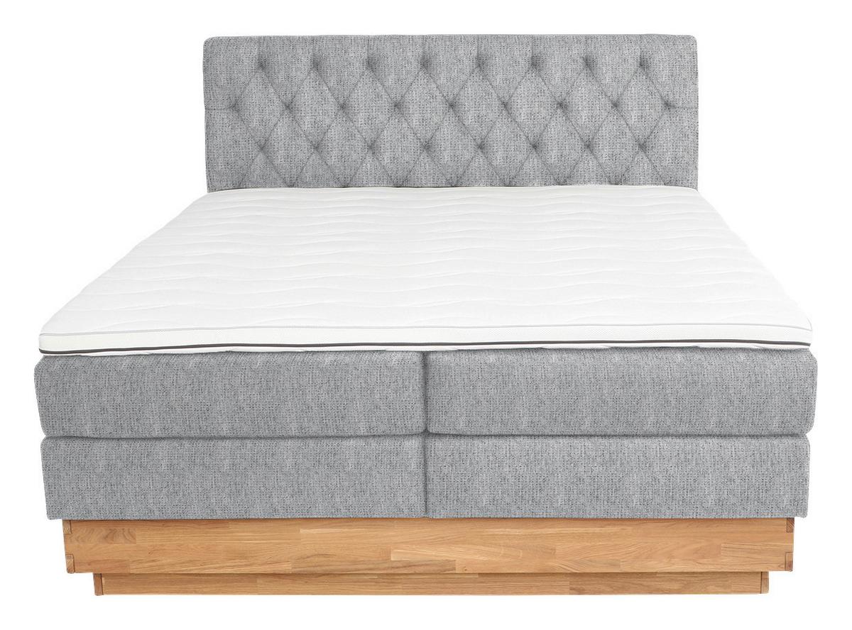 Boxspringbett Marie in Platinfarben ca. 180x200cm - Platinfarben, Holz/Kunststoff (180/200cm) - Zandiara