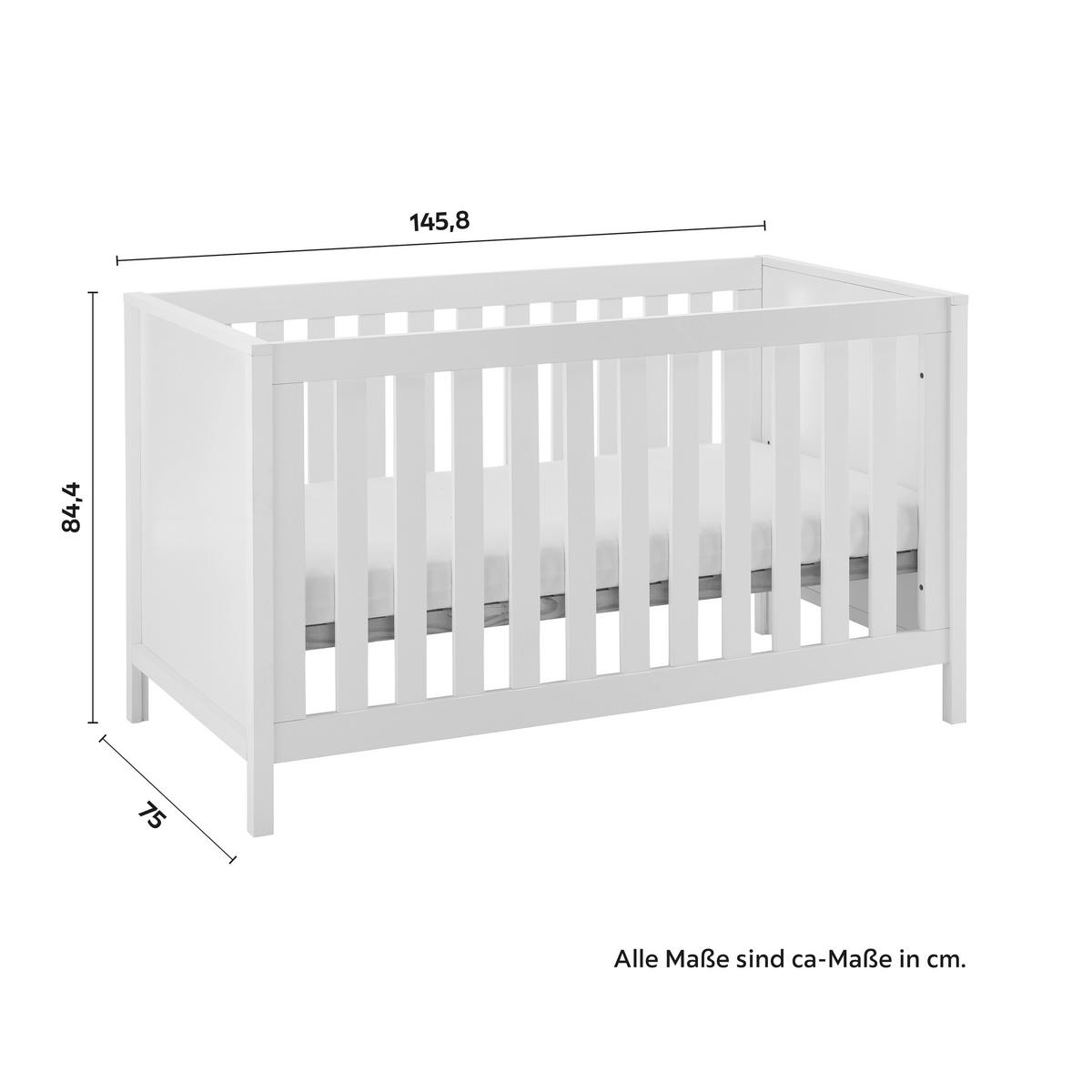 Otroška Posteljica Maria, Bela - bela, Moderno (145,8/75/84,4cm) - Bessagi Kids