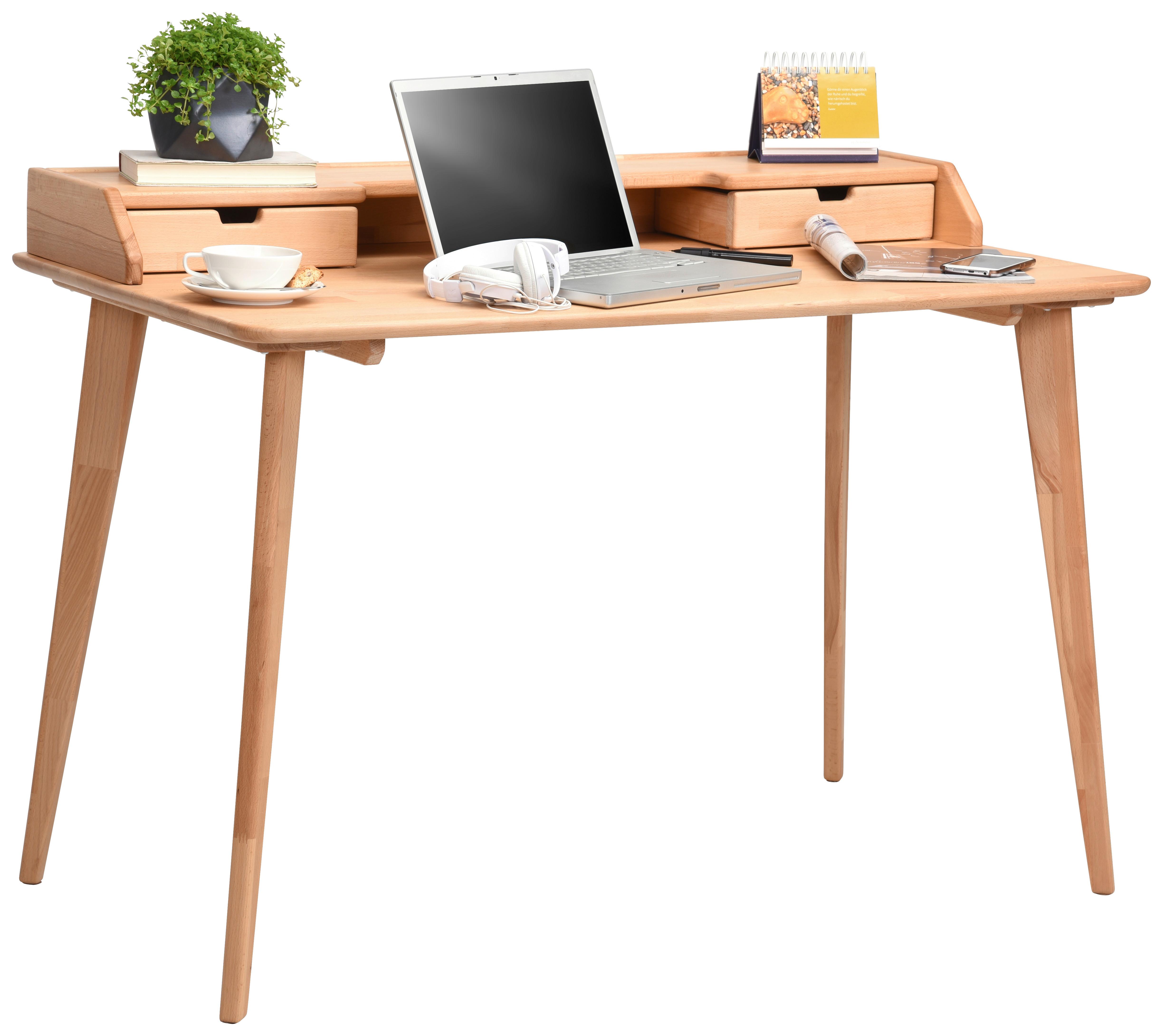 BIURKO STUDENT -LINEA NATURA- - kolor bukowy/buk twardzielowy, Design, drewno (120/65/84,50cm) - Linea Natura