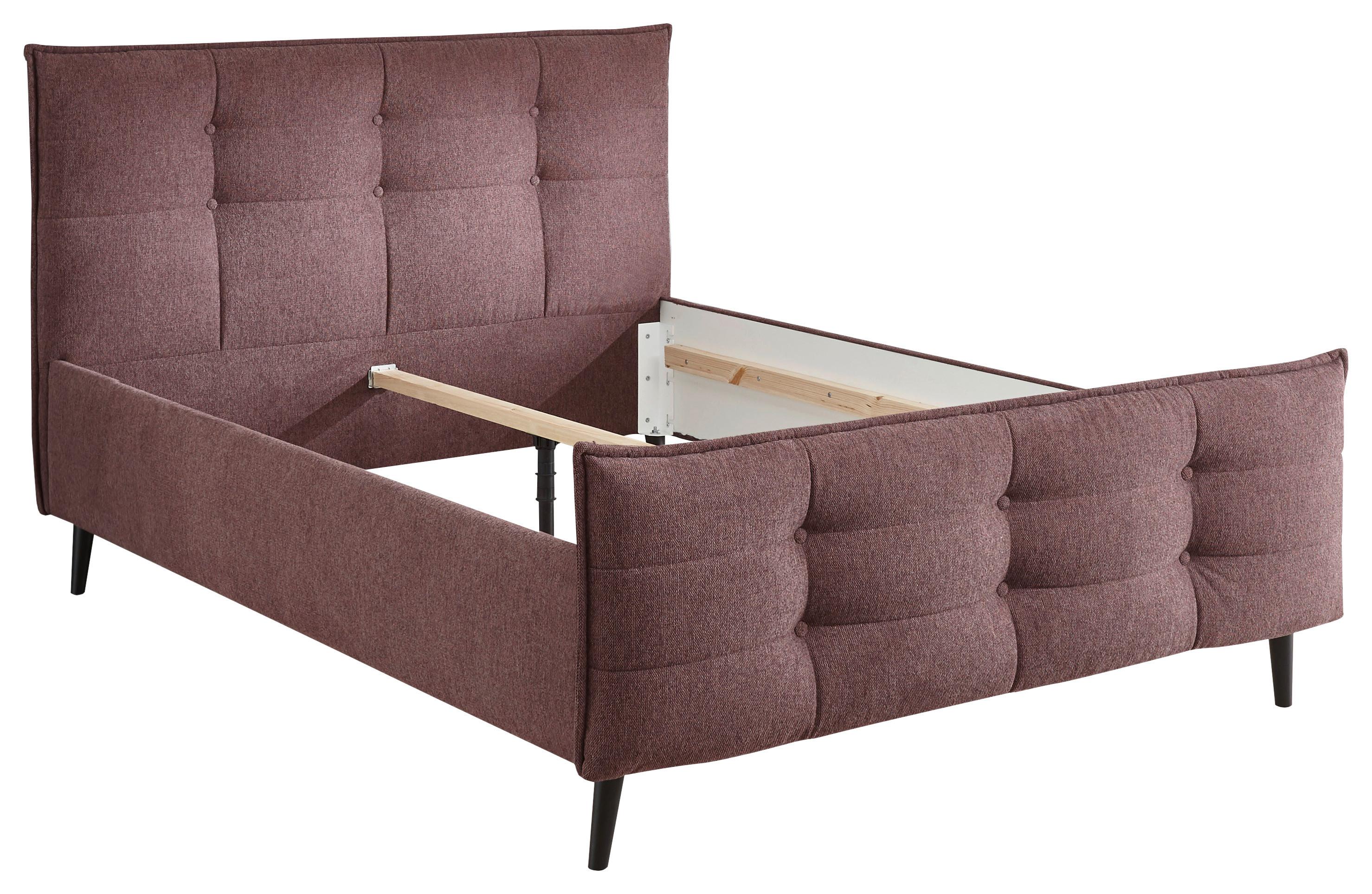Polsterbett Mario B ca. 140x200 cm Aubergine - Aubergine, Basics, Holz/Holzwerkstoff (140/200cm) - MID.YOU